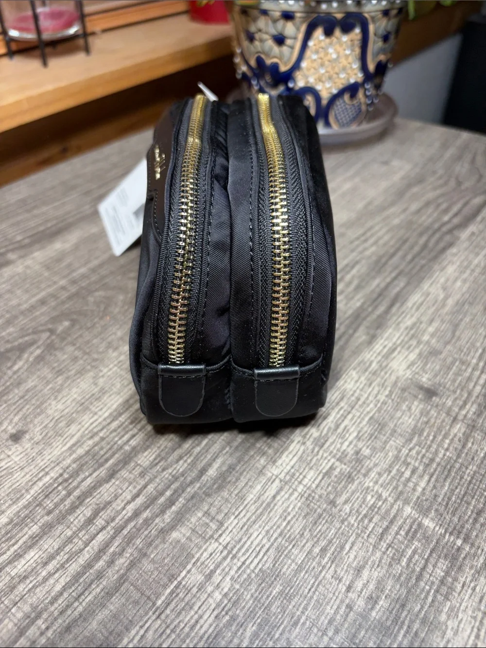 House of Harlow 1960 Black Nylon Double-Zip Tech Accessory Pouch